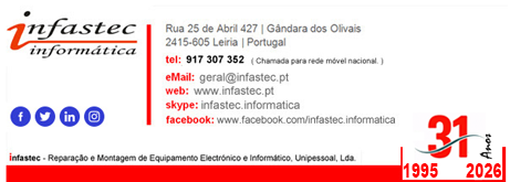 Logótipo e contactos Infastec